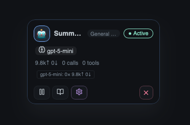 A running bot on the dashboard
