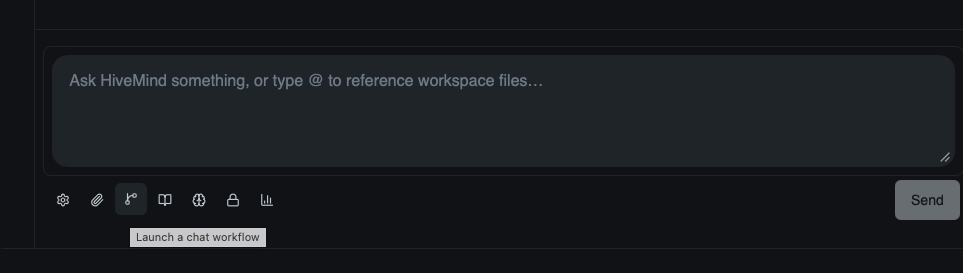 The "Launch a chat workflow" button in the composer