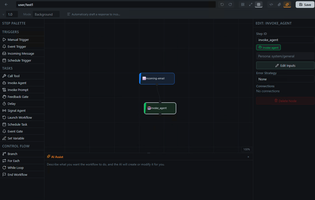 The visual workflow designer